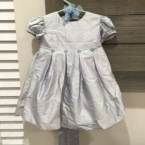 Light blue, 100% silk dress for girls size 2T.